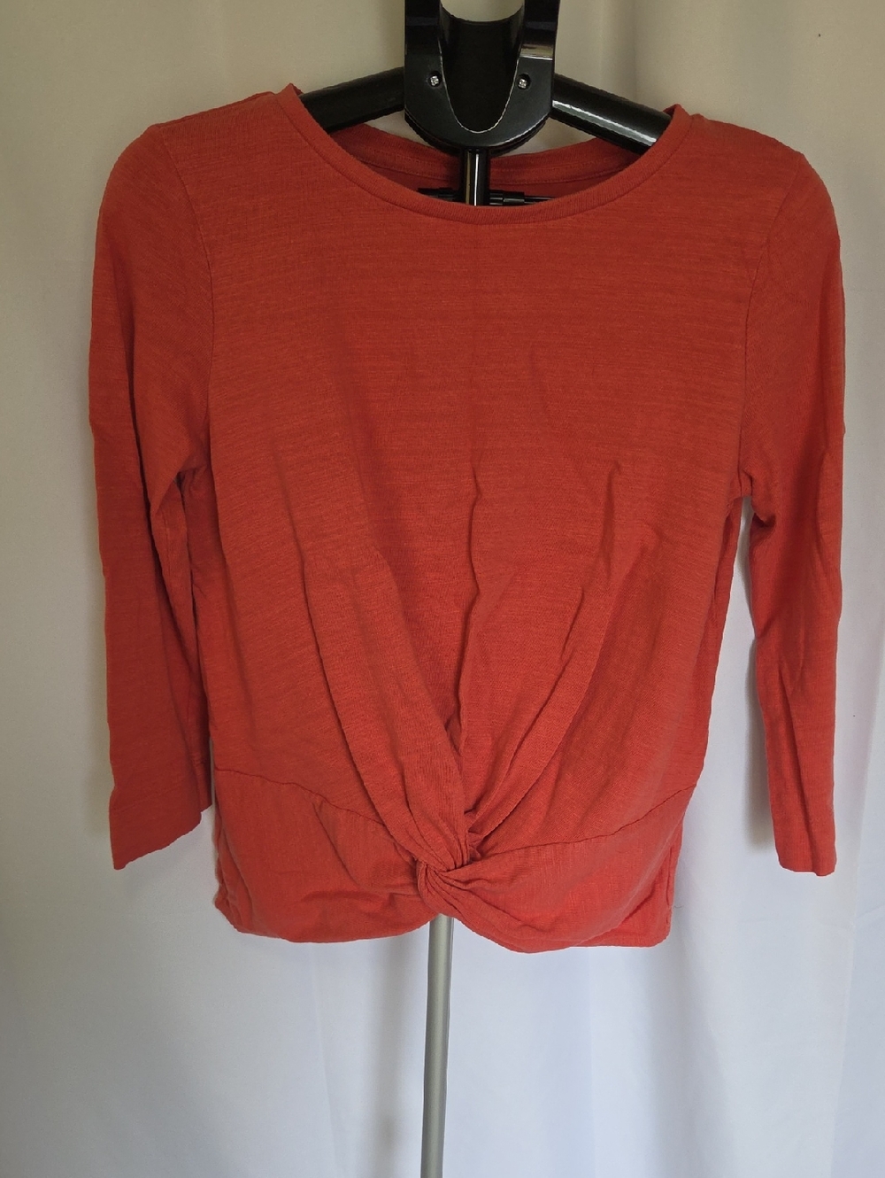 LOFT Orange Twist-Front Long Sleeve Tee